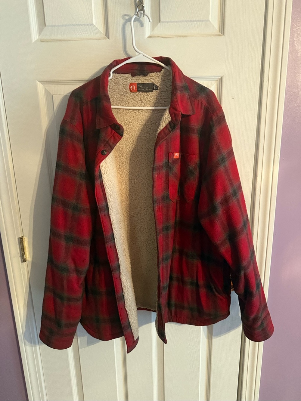 Red Plaid Sherpa-Lined Shirt Jacket